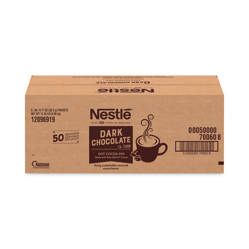 Image of Nestle® 12096919 Hot Cocoa Mix, Dark Chocolate, 0.71 Packets, 50 Packets/Box, 6 Boxes/Carton