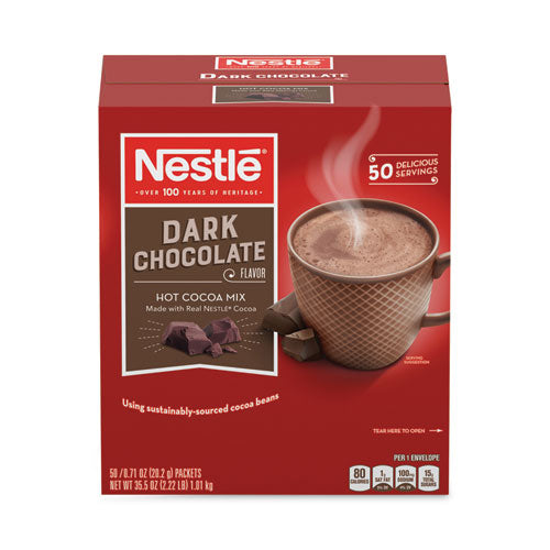 Image of Nestle® 12096919 Hot Cocoa Mix, Dark Chocolate, 0.71 Packets, 50 Packets/Box, 6 Boxes/Carton