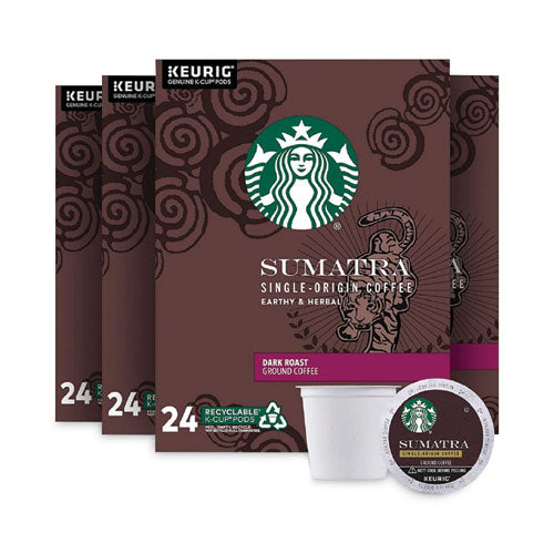 Image of Starbucks® 12565254 Sumatra Coffee K-Cups, Sumatra, 0.4 oz K-Cup, 96/Box