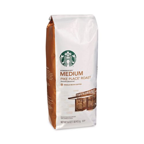 Image of Starbucks® 12411946 Whole Bean Coffee, Pike Place Roast, 1 lb Bag, 6/Carton