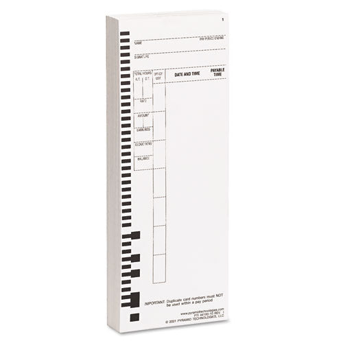 Image of Pyramid Technologies 44100-10 Time Clock Cards For Pyramid Technologies 4000, One Side, 3.5 X 8.5, 100/pack