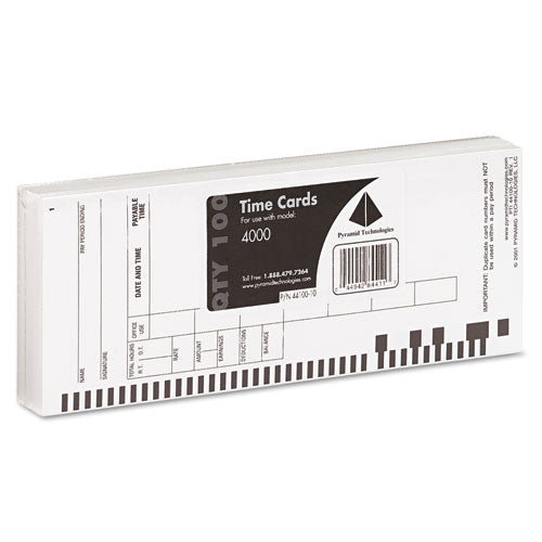 Image of Pyramid Technologies 44100-10 Time Clock Cards For Pyramid Technologies 4000, One Side, 3.5 X 8.5, 100/pack