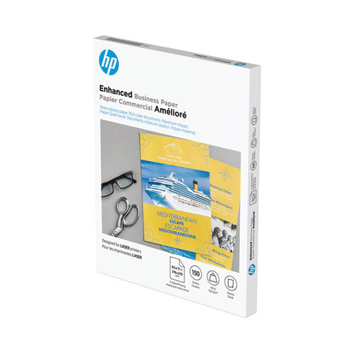 Image of HP Q6611A Color Laser Glossy Brochure Paper, 97 Bright, 40 lb Bond Weight, 8.5 x 11, White, 150/Pack