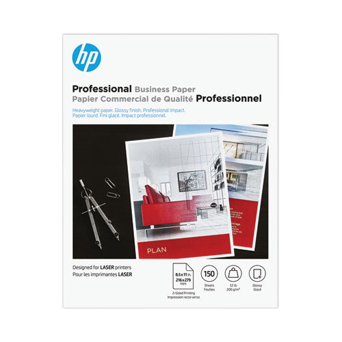 Image of HP 4WN10A Professional Business Paper, 52 lb Bond Weight, 8.5 x 11, Glossy White, 150/Pack