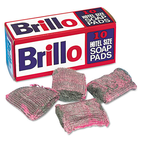 Image of Brillo® SP1210BRILLO Hotel Size Soap Pad, 4 X 4, Charcoal/pink, 10/box