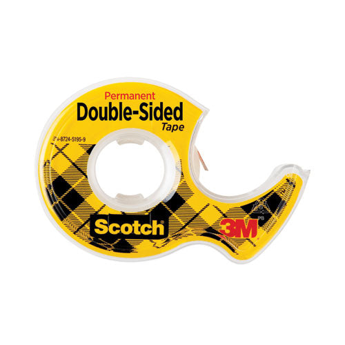 Image of Scotch® 136 Double-Sided Permanent Tape In Handheld Dispenser, 1" Core, 0.5" X 20.83 Ft, Clear