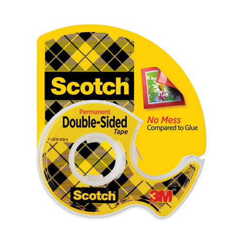 Image of Scotch® 136 Double-Sided Permanent Tape In Handheld Dispenser, 1" Core, 0.5" X 20.83 Ft, Clear