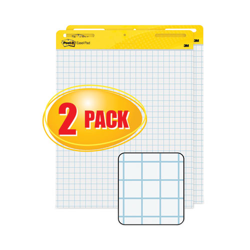 Image of Post-it® Easel Pads Super Sticky 560 Vertical-Orientation Self-Stick Easel Pads, Quadrille Rule (1 sq/in), (30) White 25 x 30 Sheets, 2/Carton