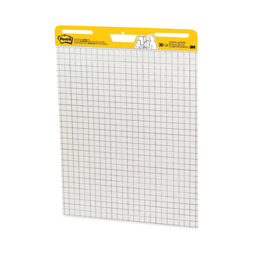 Image of Post-it® Easel Pads Super Sticky 560 Vertical-Orientation Self-Stick Easel Pads, Quadrille Rule (1 sq/in), (30) White 25 x 30 Sheets, 2/Carton