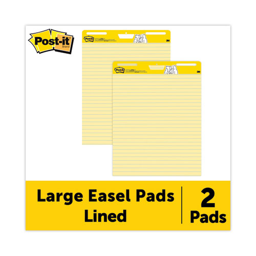 Image of Post-it® Easel Pads Super Sticky 561 Vertical-Orientation Self-Stick Easel Pads, Presentation Format (1.5" Rule), (30) Yellow 25 x 30 Sheets, 2/Carton