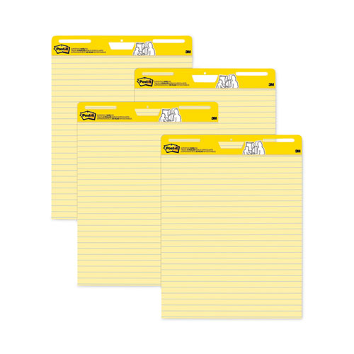 Image of Post-it® Easel Pads Super Sticky 561 VAD 4PK Vertical-Orientation Self-Stick Easel Pads, Presentation Format (1.5" Rule), (30) Yellow 25 x 30 Sheets, 4/Carton