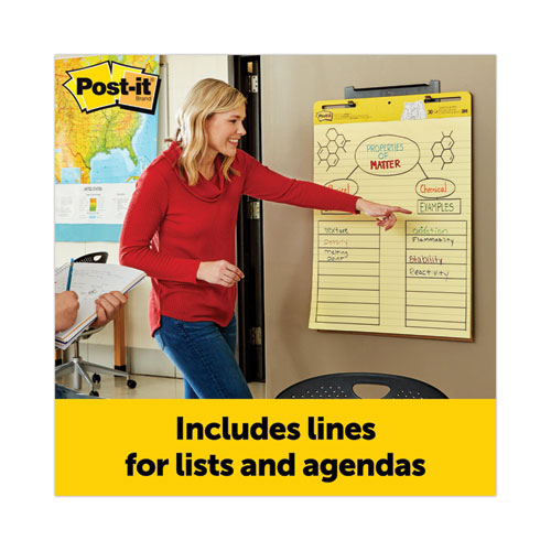 Image of Post-it® Easel Pads Super Sticky 561 VAD 4PK Vertical-Orientation Self-Stick Easel Pads, Presentation Format (1.5" Rule), (30) Yellow 25 x 30 Sheets, 4/Carton