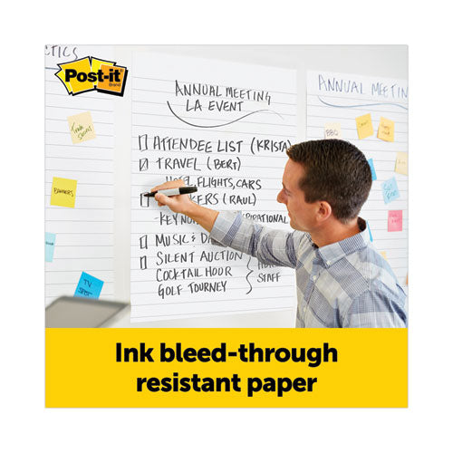 Image of Post-it® Easel Pads Super Sticky 561WL VAD 2PK Vertical-Orientation Self-Stick Easel Pads, Presentation Format (1.5" Rule), (30) White 25 x 30 Sheets, 2/Carton