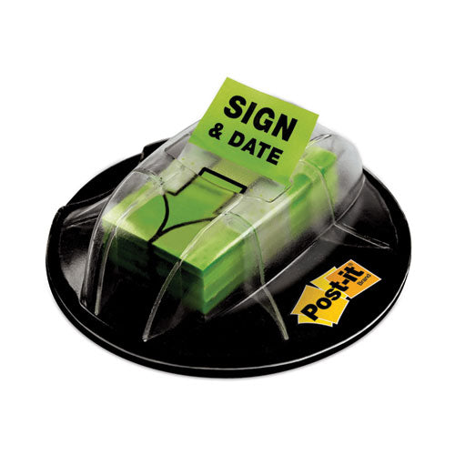 Image of Post-it® Flags 680-HVSD Page Flags In Dispenser, "sign And Date", Bright Green, 200 Flags/dispenser