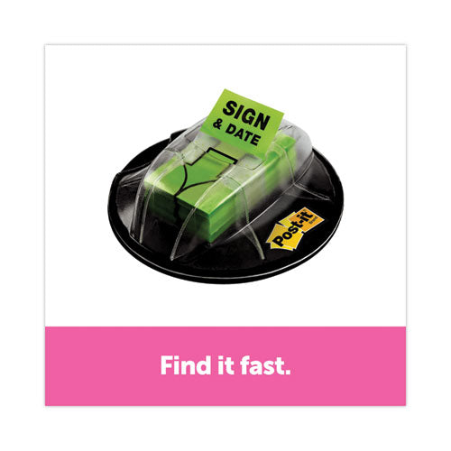 Image of Post-it® Flags 680-HVSD Page Flags In Dispenser, "sign And Date", Bright Green, 200 Flags/dispenser