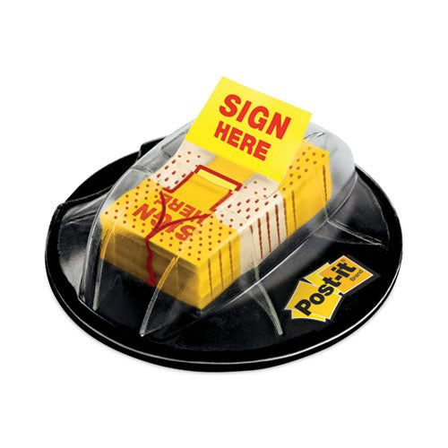 Image of Post-it® Flags 680-HVSH Page Flags In Dispenser, "sign Here", Yellow, 200 Flags/dispenser