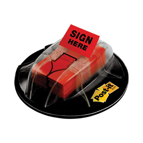 Image of Post-it® Flags 680-HVSHR High Volume Flag Dispenser, "sign Here", Red, 200 Flags/dispenser
