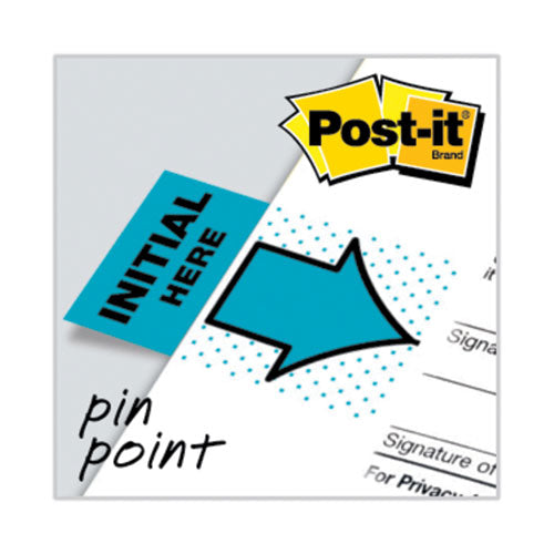 Image of Post-it® Flags 680-IH2 Arrow Message 1" Page Flags, "Initial Here", Blue, 50 Flags Dispensers/2 Dispensers/Pack