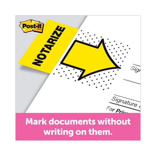 Image of Post-it® Flags 680-NZ2 Arrow Message 1" Page Flags, "Notarize," Yellow, 50 Flags/Dispenser, 2 Dispensers/Pack