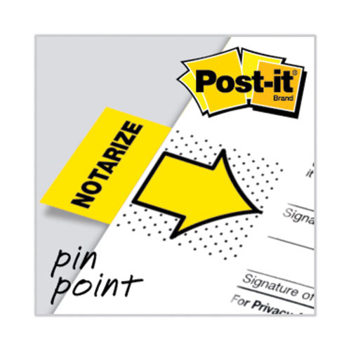 Image of Post-it® Flags 680-NZ2 Arrow Message 1" Page Flags, "Notarize," Yellow, 50 Flags/Dispenser, 2 Dispensers/Pack