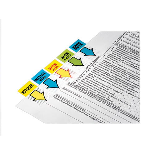 Image of Post-it® Flags 680-NZ2 Arrow Message 1" Page Flags, "Notarize," Yellow, 50 Flags/Dispenser, 2 Dispensers/Pack