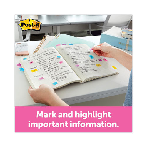 Image of Post-it® Flags 680-RYBGVA Page Flag Value Pack, Assorted, 200 1" Flags + Highlighter with 50 0.5" Flags