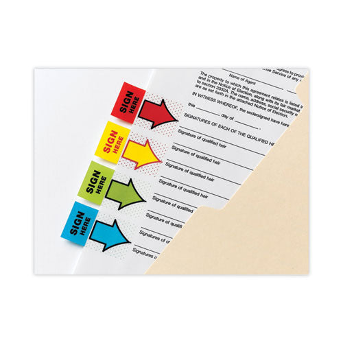 Image of Post-it® Flags 680-SD2 Arrow Message 1" Page Flags, "Sign and Date", Green, 50 Flags/Dispenser, 2 Dispensers/Pack