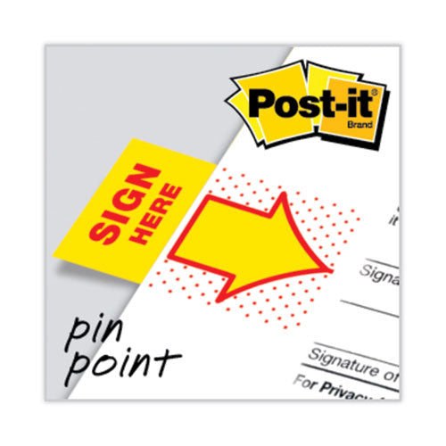 Image of Post-it® Flags 680-SH2 Arrow Message 1" Page Flags, "Sign Here", Yellow, 50 Flags/Dispenser, 2 Dispensers/Pack