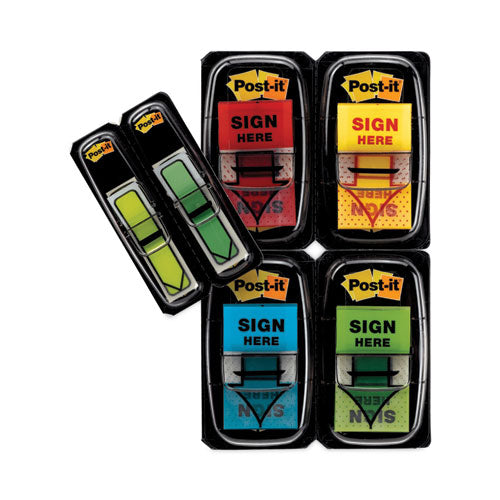 Image of Post-it® Flags 680SH4VA Arrow Message 1" Page Flags, 200 "Sign Here", 48 Arrow, Four Colors, 248/Pack