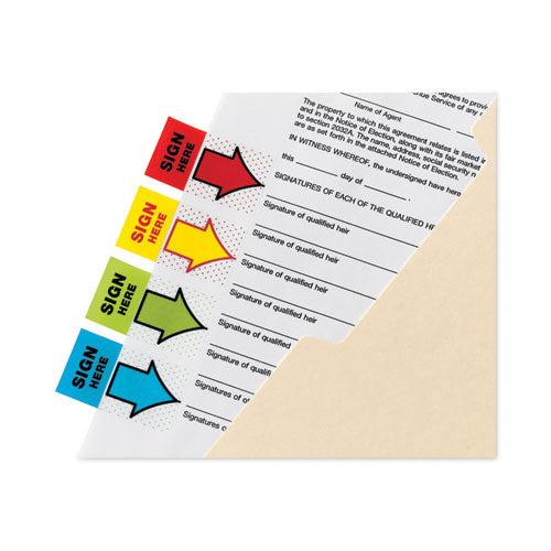 Image of Post-it® Flags 680SH4VA Arrow Message 1" Page Flags, 200 "Sign Here", 48 Arrow, Four Colors, 248/Pack