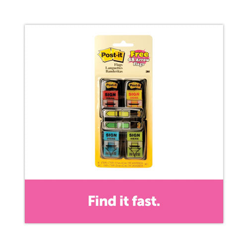 Image of Post-it® Flags 680SH4VA Arrow Message 1" Page Flags, 200 "Sign Here", 48 Arrow, Four Colors, 248/Pack