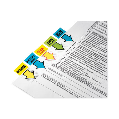 Image of Post-it® Flags 680-SH12 Arrow Message 1" Page Flags, Sign Here, Yellow, 50 Flags/Dispenser, 12 Dispensers/Pack