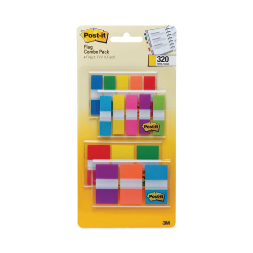 Image of Post-it® Flags 683-XL1 0.5" and 1" Page Flag Value Pack, Nine Assorted Colors, 320/Pack