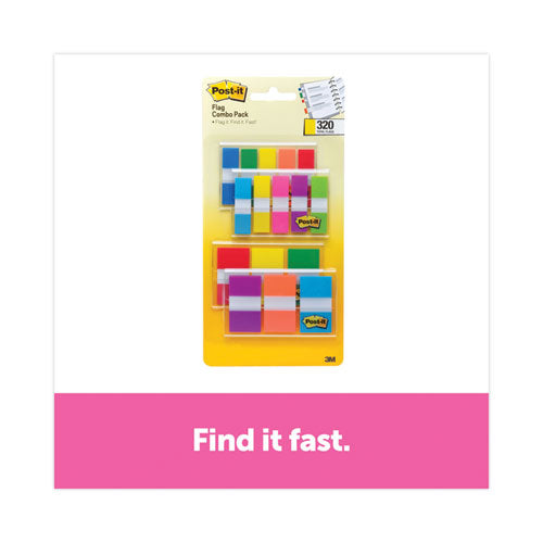 Image of Post-it® Flags 683-XL1 0.5" and 1" Page Flag Value Pack, Nine Assorted Colors, 320/Pack