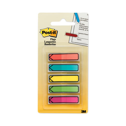 Image of Post-it® Flags 684-ARR2 Arrow 0.5" Page Flags, Five Assorted Bright Colors, 20/Color, 100/Pack