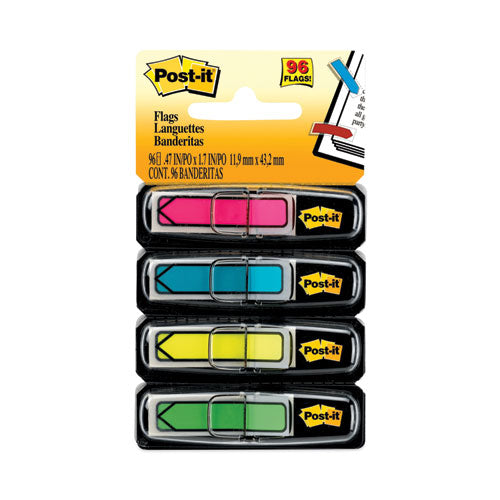 Image of Post-it® Flags 684-ARR4 Arrow 0.5" Page Flags, Four Assorted Bright Colors, 24/Color, 96 Flags/Pack
