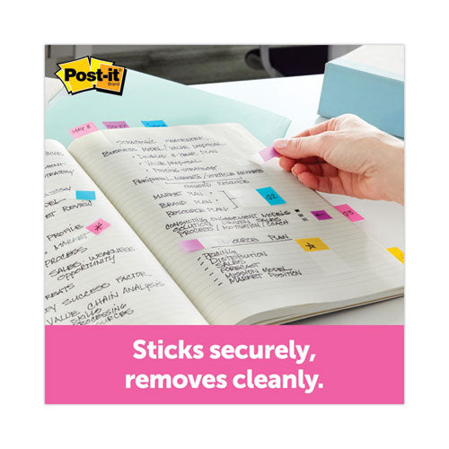Image of Post-it® Flags 684-SH Arrow Message 0.5" Page Flags w/Dispensers, "Sign Here", Asst Primary, 30 Flags Dispenser, 4 Dispensers/Pack