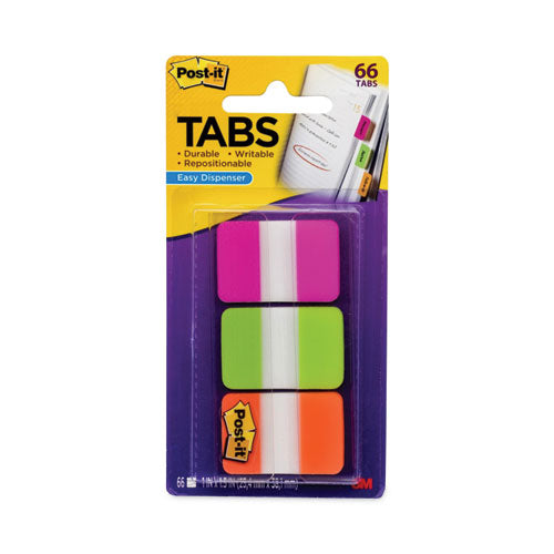 Image of Post-it® Tabs 686-PGO 1" Plain Solid Color Tabs, 1/5-Cut, Assorted Bright Colors, 1" Wide, 66/Pack