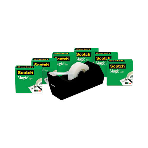 Image of Scotch® 810K6C38 Magic Tape Desktop Dispenser Value Pack, 1" Core, 0.75" x 83.33 ft, Clear, 6 Tape Rolls/Pack
