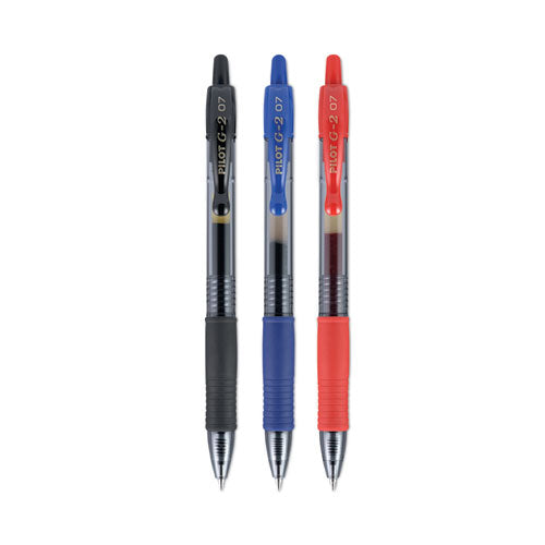Image of Pilot® 31023 G2 Premium Gel Pen, Retractable, Fine 0.7 mm, Assorted Ink and Barrel Colors, 3/Pack