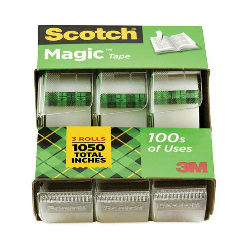 Image of Scotch® 3105 Magic Tape In Handheld Dispenser, 1" Core, 0.75" X 25 Ft, Clear, 3/pack