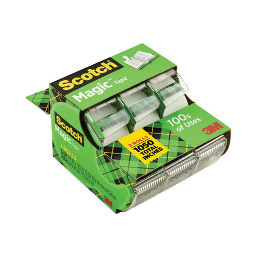 Image of Scotch® 3105 Magic Tape In Handheld Dispenser, 1" Core, 0.75" X 25 Ft, Clear, 3/pack