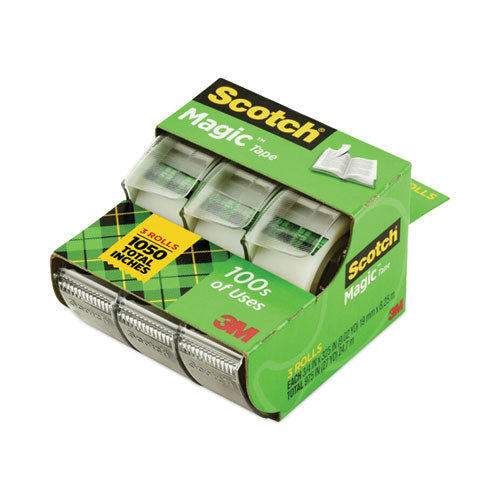 Image of Scotch® 3105 Magic Tape In Handheld Dispenser, 1" Core, 0.75" X 25 Ft, Clear, 3/pack