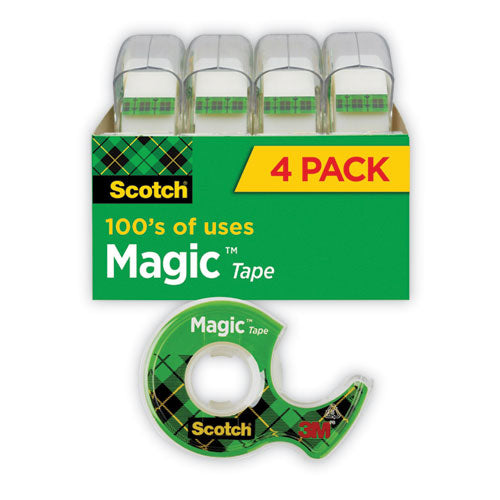 Image of Scotch® 4105 Magic Tape In Handheld Dispenser, 1" Core, 0.75" X 25 Ft, Clear, 4/pack