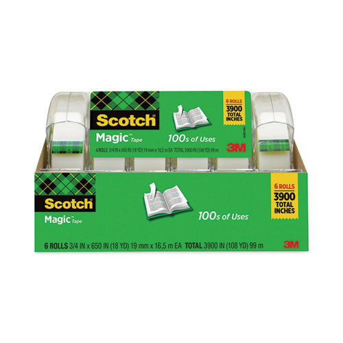 Image of Scotch® 6122 Magic Tape In Handheld Dispenser, 1" Core, 0.75" X 54.17 Ft, Clear, 6/pack