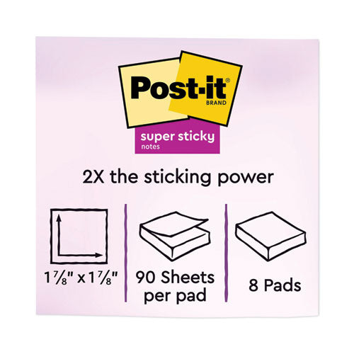 Image of Post-it® Notes Super Sticky 622-8SSAN Pads in Playful Primary Collection Colors, 2" x 2", 90 Sheets/Pad, 8 Pads/Pack