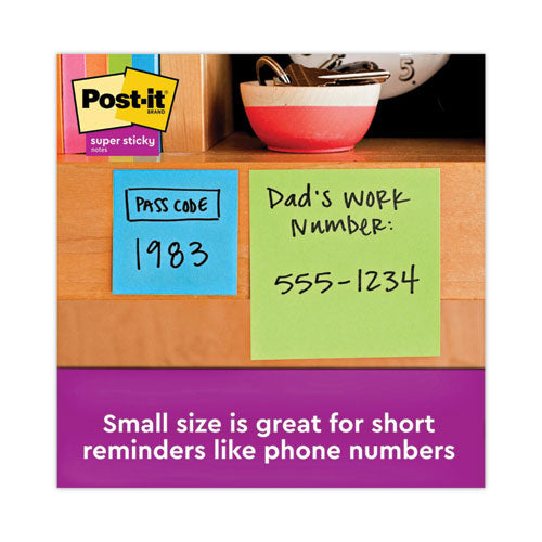 Image of Post-it® Notes Super Sticky 622-8SSAU Pads in Energy Boost Collection Colors, 2" x 2", 90 Sheets/Pad, 8 Pads/Pack