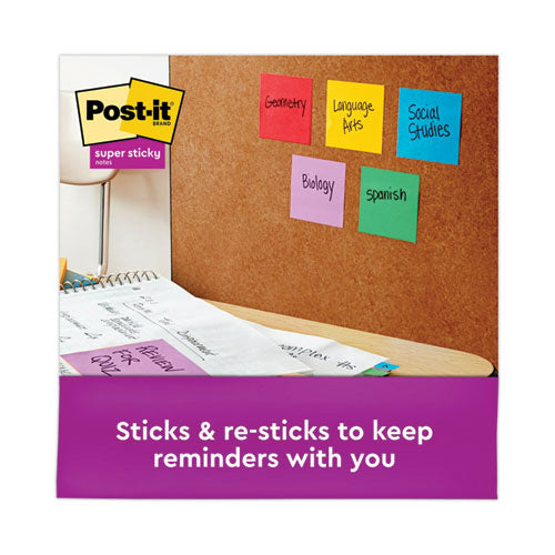 Image of Post-it® Notes Super Sticky 654-5SSAN Pads in Playful Primary Collection Colors, 3" x 3", 90 Sheets/Pad, 5 Pads/Pack