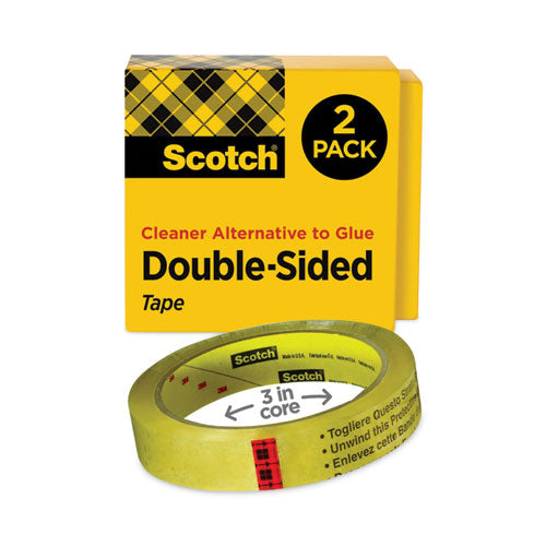 Image of Scotch® 665-2P34-36 Double-Sided Tape, 3" Core, 0.75" X 36 Yds, Clear, 2/pack