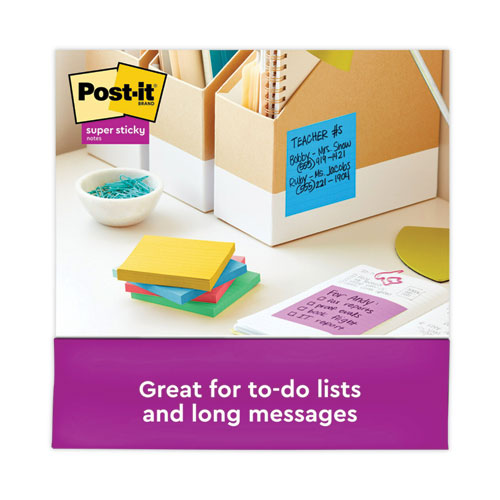 Image of Post-it® Notes Super Sticky 675-6SSAN Pads in Playful Primary Collection Colors, Note Ruled, 4" x 4", 90 Sheets/Pad, 6 Pads/Pack